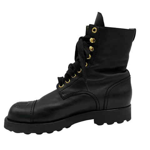 【中古】 CHANEL シャネル COCOMARK LACE-UP BOOTS ココマークレースアップブーツ 37 USED 中古 VINTAGE ITEM SHOES 靴