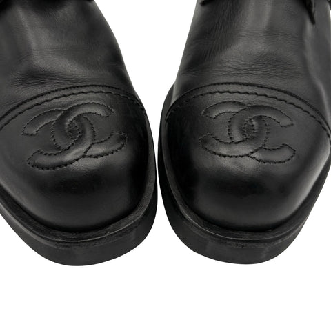 【中古】 CHANEL シャネル COCOMARK LACE-UP BOOTS ココマークレースアップブーツ 37 USED 中古 VINTAGE ITEM SHOES 靴