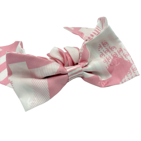 【美品】 CHANEL シャネル ココマークリボンシュシュ ヘアアクセサリー ピンク/ホワイト シルク100% 中古 PINK/WHITE シルク 100%