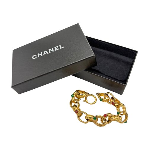 【中古】 CHANEL シャネル STONE BRACELACE ラインストーンブレスレット ヴィンテージ 小物 GP 中古