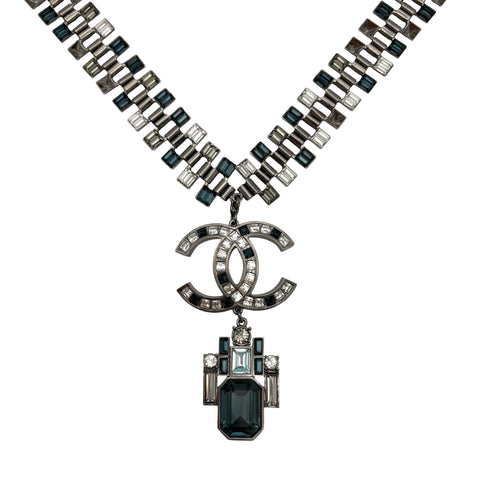 【中古】 CHANEL シャネル NECKLACE ネックレス 小物 シルバー/ブルー系 メタル 中古 METAL アクセサリー