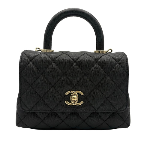 【中古】 CHANEL シャネル COCO HANDLE XXS ココハンドル XXS ハンドバッグ ショルダーバッグ ランダム番(2021年~) ブラック キャビアスキン 中古 USED バッグ
