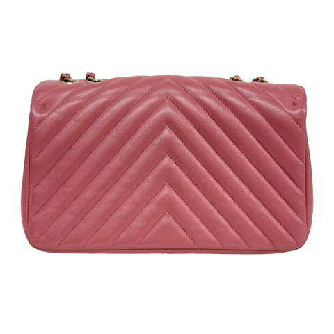 【中古】 CHANEL シャネル V-stitch shoulder bag Vステッチショルダーバック ショルダーバッグ 28番台(2019年) ピンク系 レザー 中古 USED バッグ