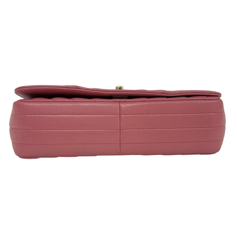 【中古】 CHANEL シャネル V-stitch shoulder bag Vステッチショルダーバック ショルダーバッグ 28番台(2019年) ピンク系 レザー 中古 USED バッグ