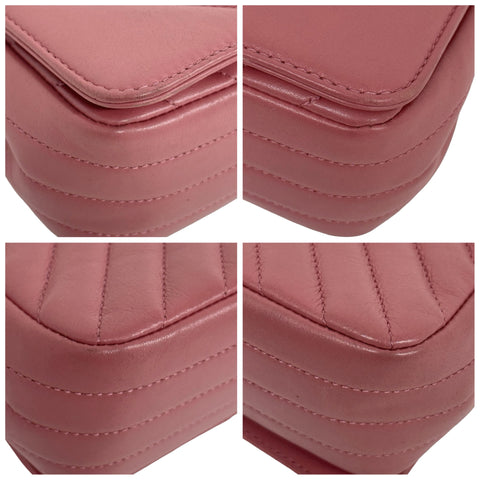 【中古】 CHANEL シャネル V-stitch shoulder bag Vステッチショルダーバック ショルダーバッグ 28番台(2019年) ピンク系 レザー 中古 USED バッグ