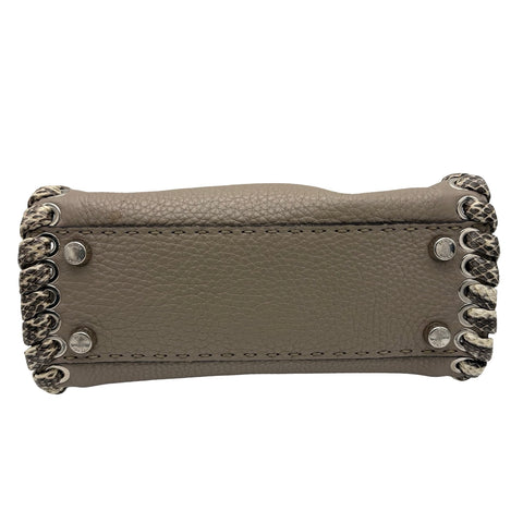 【中古】 FENDI フェンディ Peekaboo Small ピーカブー スモール ショルダーバッグ ハンドバッグ グレー系 レザー×パイソン 中古 USED バッグ