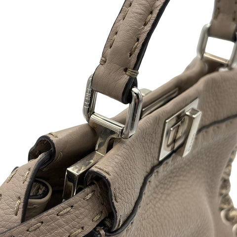 【中古】 FENDI フェンディ Peekaboo Small ピーカブー スモール ショルダーバッグ ハンドバッグ グレー系 レザー×パイソン 中古 USED バッグ