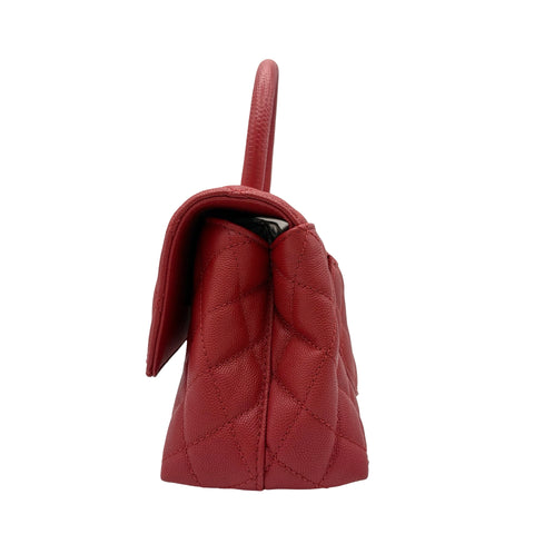 【中古】 CHANEL シャネル COCO HANDLE ココハンドル ハンドバッグ ショルダーバッグ ICチップ(2021年~) レッド キャビアスキン 中古 USED バッグ