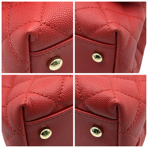 【中古】 CHANEL シャネル COCO HANDLE ココハンドル ハンドバッグ ショルダーバッグ ICチップ(2021年~) レッド キャビアスキン 中古 USED バッグ