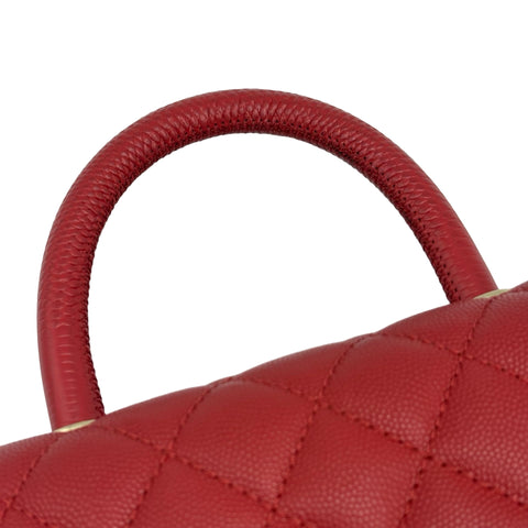 【中古】 CHANEL シャネル COCO HANDLE ココハンドル ハンドバッグ ショルダーバッグ ICチップ(2021年~) レッド キャビアスキン 中古 USED バッグ