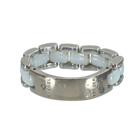 【中古】CHANEL シャネル K18WG/セラミック ウルトラリング ダイヤモンド42p 11.7g