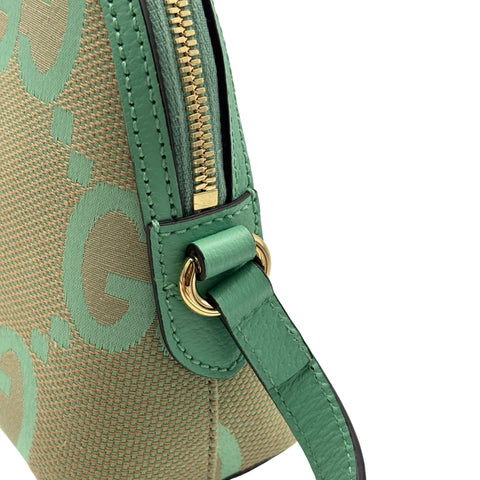 【美品】 GUCCI グッチ JUMBO GG BAG ジャンボ GG ショルダーバッグ グリーン系 キャンバス X レザー 中古 USED バッグ