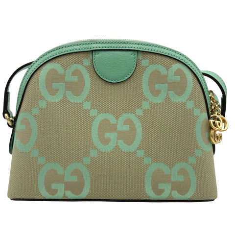 【美品】 GUCCI グッチ JUMBO GG BAG ジャンボ GG ショルダーバッグ グリーン系 キャンバス X レザー 中古 USED バッグ