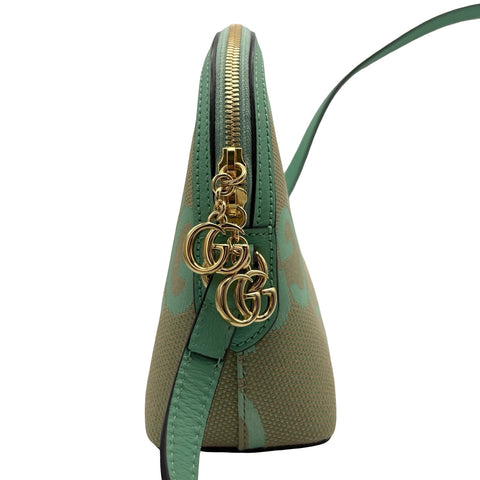 【美品】 GUCCI グッチ JUMBO GG BAG ジャンボ GG ショルダーバッグ グリーン系 キャンバス X レザー 中古 USED バッグ