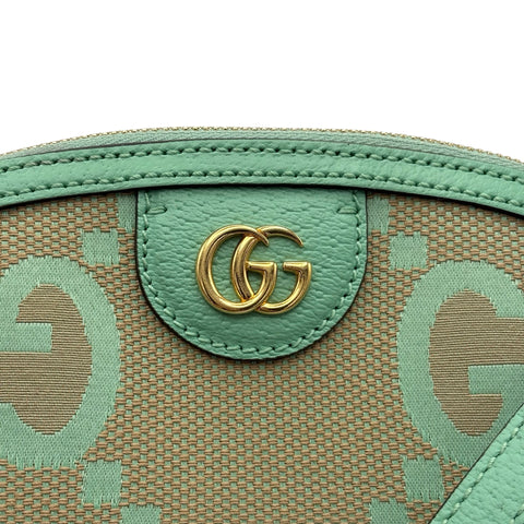 【美品】 GUCCI グッチ JUMBO GG BAG ジャンボ GG ショルダーバッグ グリーン系 キャンバス X レザー 中古 USED バッグ