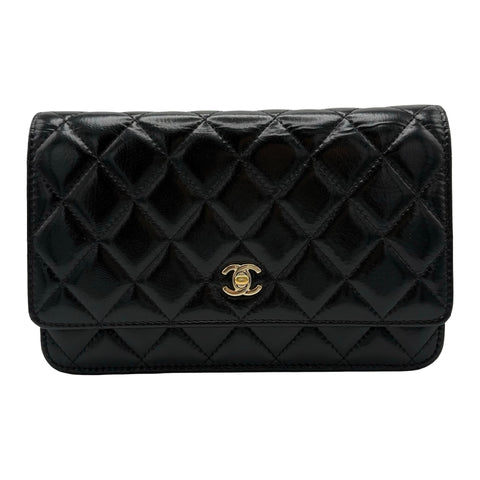 【中古】 CHANEL シャネル PEARL CHARMS WALLET ON CHAIN BAG パールチャームチェーンウォレット チェーンウォレット 27番台(2018~2019年) ブラック カーフスキン 中古 USED バッグ