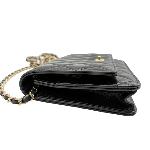 【中古】 CHANEL シャネル PEARL CHARMS WALLET ON CHAIN BAG パールチャームチェーンウォレット チェーンウォレット 27番台(2018~2019年) ブラック カーフスキン 中古 USED バッグ