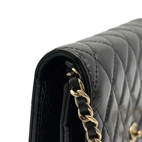 【中古】 CHANEL シャネル PEARL CHARMS WALLET ON CHAIN BAG パールチャームチェーンウォレット チェーンウォレット 27番台(2018~2019年) ブラック カーフスキン 中古 USED バッグ