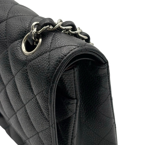 【中古】 CHANEL シャネル MATELASSE 25 BAG マトラッセ 25 ダブルフラップ ショルダーバッグ 26番台(2018年) ブラック キャビアスキン 中古 USED バッグ