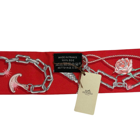 【新品未使用】 Hermes エルメス 《セ・ラ・フェット》 ツイリー ローズ・ボンボン/オレンジ/レッド シルク100% 新品未使用