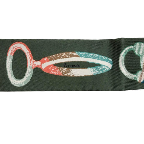 【新品未使用】 Hermes エルメス 《ブリッド・ア・ブロック/詩的な目録》 ツイリー ベージュ/コライユ/グリーン シルク100% 新品未使用