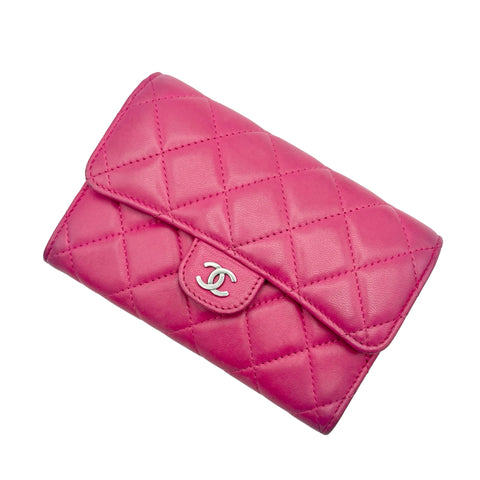 【新品未使用】 CHANEL シャネル WALLET  財布 ピンク ラムスキン 中古 PINK LAMBSKIN