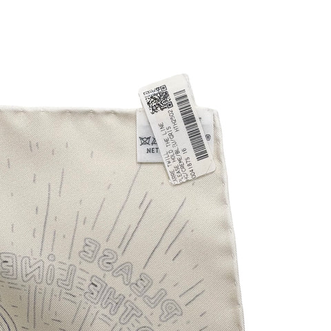 【新品未使用】 Hermes エルメス  カレ 90 《プリーズ・ホールド・ザ・ライン》 小物 クレーム / ブルー / グレー シルク100% 新品未使用