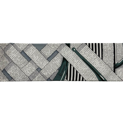 【新品未使用】 Hermes エルメス ツイリー《馬術・シュミーズ》 小物 カバン/ヴェール・シプレス/グレー シルク100% 新品未使用