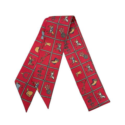 【新品未使用】 Hermes エルメス TWILLY《Couvertures et Tenues De》 ツイリー《馬着》 TWILLY レッド/グレナディーヌ/キャメル/ブルー シルク100% 新品未使用 SILK100%