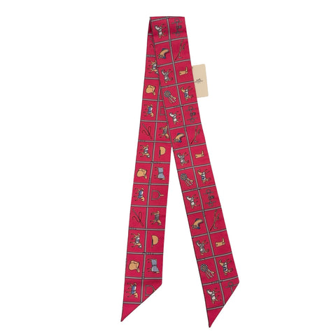 【新品未使用】 Hermes エルメス TWILLY《Couvertures et Tenues De》 ツイリー《馬着》 TWILLY レッド/グレナディーヌ/キャメル/ブルー シルク100% 新品未使用 SILK100%