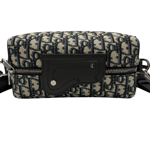 【美品】 Christian Dior クリスチャン ディオール OBLIQUE LINGOT 22 オブリーク ランゴ 22 ショルダーバッグ ネイビー キャンバス/レザー 美品 USED メンズ バッグ