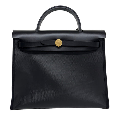 【中古】 Hermes エルメス HERBAG 31 エールバッグ31 ショルダーバッグ B刻(2023年) ブラック トワルアッシュ・ベルリンヌ×レザー 中古 USED バッグ