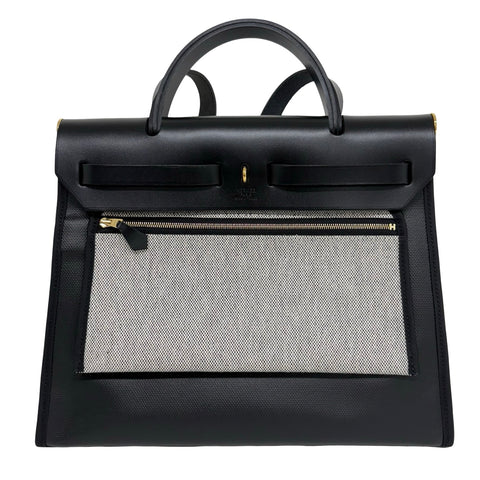 【中古】 Hermes エルメス HERBAG 31 エールバッグ31 ショルダーバッグ B刻(2023年) ブラック トワルアッシュ・ベルリンヌ×レザー 中古 USED バッグ