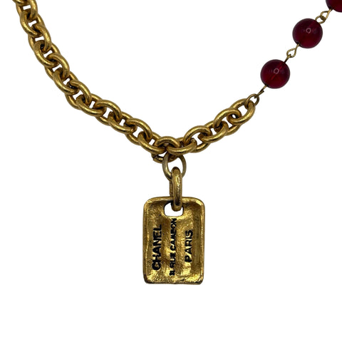 【中古】 CHANEL シャネル NECKLACE ネックレス NECKLACE ゴールド/赤 GP VINTAGE ITEM 中古