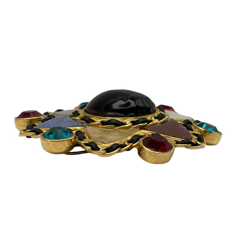 【中古】 CHANEL シャネル BROOCH ブローチ  天然石 六芒星 マルチカラー 中古 MULTI COLOR