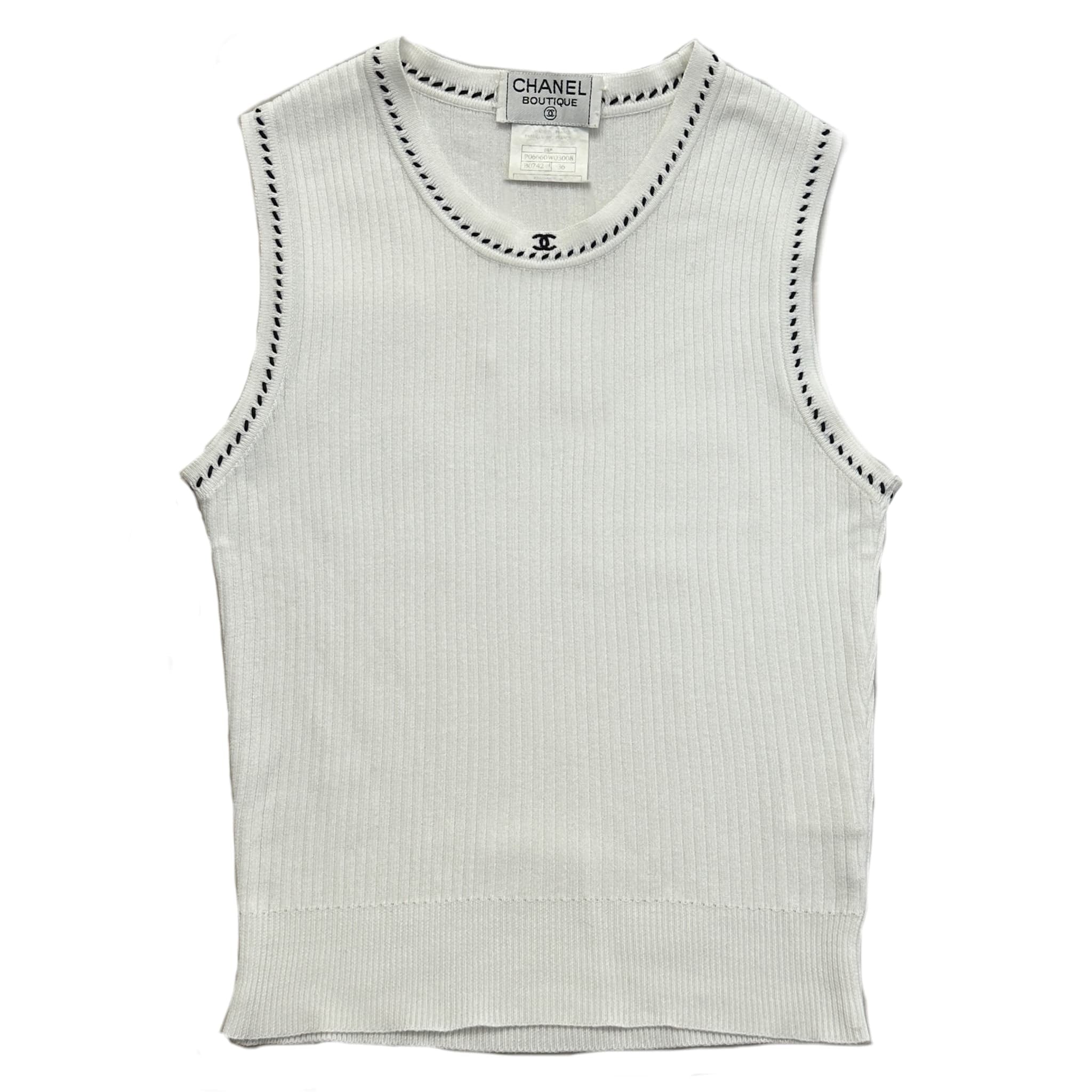 中古】CHANEL シャネル SWEATER ノースリーブニット トップス 36 USED