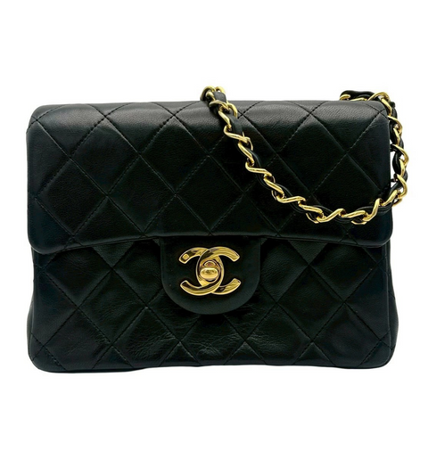 【中古】 CHANEL シャネル VINTAGE MINI MATELASSE ヴィンテージミニマトラッセ ショルダーバッグ 1番台(1990年) ブラック ラムスキン ヴィンテージ 中古 USED バッグ