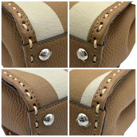 【美品】 FENDI フェンディ PEEKABOO/SELLERIA 2WAY BAG MINI ピーカブー/セレリア 2WAYバッグミニ ショルダーバッグ ベージュ系 キャンバスxレザー 中古 USED バッグ