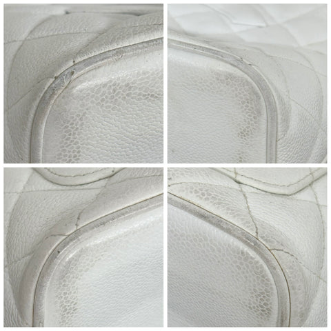 【中古】 CHANEL シャネル 復刻TOTE BAG 復刻トートバッグ トートバッグ 5番台(1994年) ホワイト キャビアスキン 中古 USED バッグ