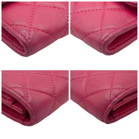 【新品未使用】 CHANEL シャネル WALLET  財布 ピンク ラムスキン 中古 PINK LAMBSKIN