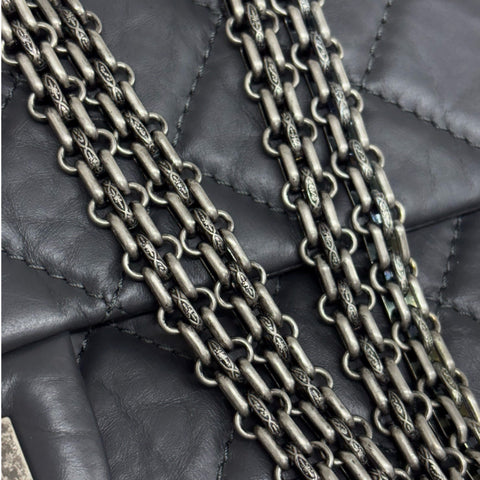 【中古】 CHANEL シャネル 2.55 MATELASSE DOUBLE FLAP 2.55 マトラッセダブルフラップビジューチェーンショルダーバッグ ショルダーバッグ 15番台(2012年) グレー系 カーフスキン 中古 USED バッグ