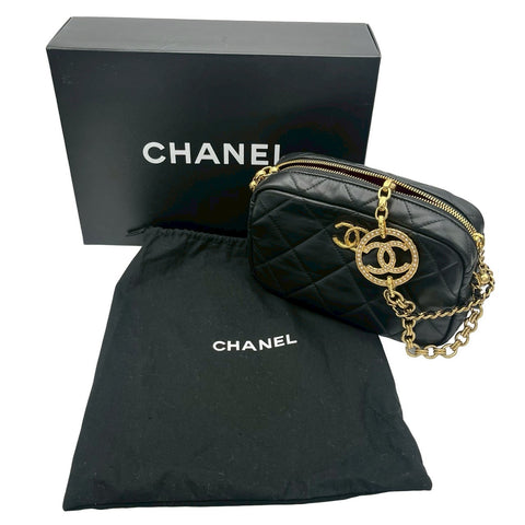 【中古】 CHANEL シャネル MATELASSE SHOULDERBAG カメラバッグ ショルダーバッグ ランダム番(2021年~) ブラック ラムスキン 中古 USED バッグ