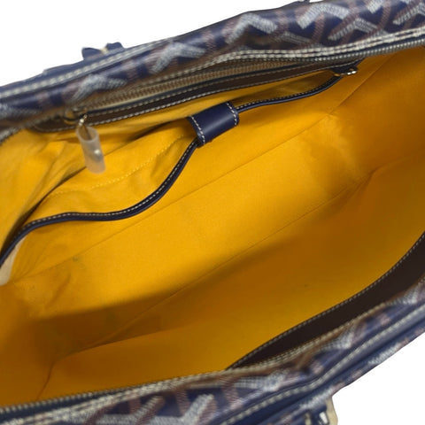 【中古】 GOYARD ゴヤール AMBASSADE BRIEF CASE アンバサードブリーフケース ハンドバッグ ブルー キャンバス 中古 USED バッグ