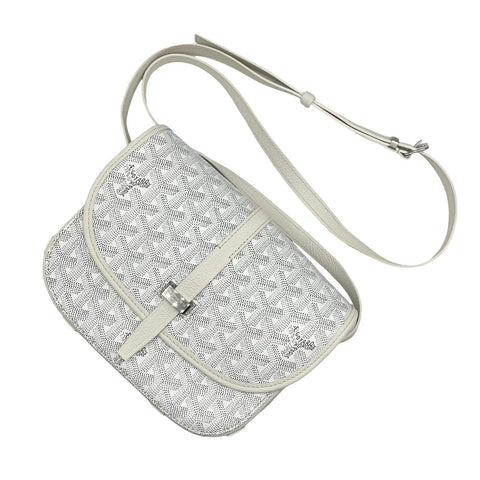 【中古】 GOYARD ゴヤール Belvedere Bag PM ベルヴェデーレPM ショルダーバッグ ホワイト キャンバス/トリヨンレザー 中古 WHITE CANVAS/LEATHER USED バッグ