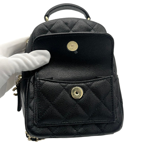 【中古】 CHANEL シャネル BACKPACK バックパック ランダム番(2021年~) ブラック キャビアスキン 中古 USED バッグ