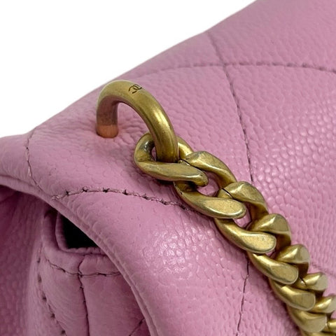 【中古】 CHANEL シャネル MINI MATELASSE ミニマトラッセ ハート金具 フラップバッグ ショルダーバッグ ランダム番(2021年~) ピンク キャビアスキン 中古 USED バッグ