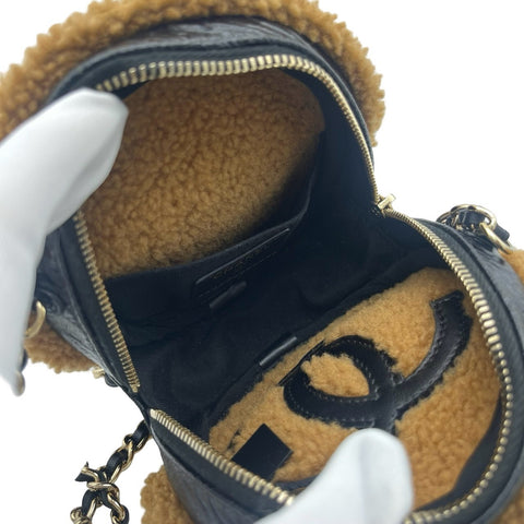 【中古】 CHANEL シャネル BOAR CHAIN SHOULDERBAG ボアチェーンショルダー ショルダーバッグ 28番台(2019年) ブラック/ブラウン ボア/レザー 中古 USED バッグ