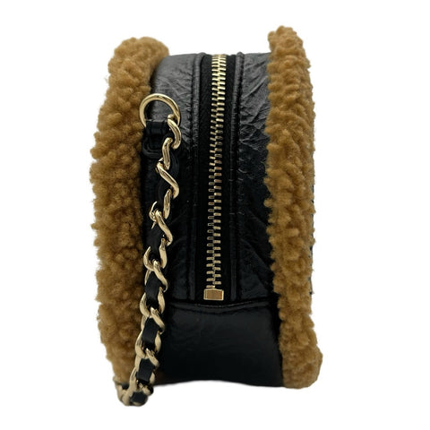 【中古】 CHANEL シャネル BOAR CHAIN SHOULDERBAG ボアチェーンショルダー ショルダーバッグ 28番台(2019年) ブラック/ブラウン ボア/レザー 中古 USED バッグ