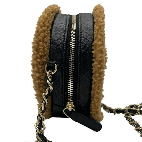【中古】 CHANEL シャネル BOAR CHAIN SHOULDERBAG ボアチェーンショルダー ショルダーバッグ 28番台(2019年) ブラック/ブラウン ボア/レザー 中古 USED バッグ