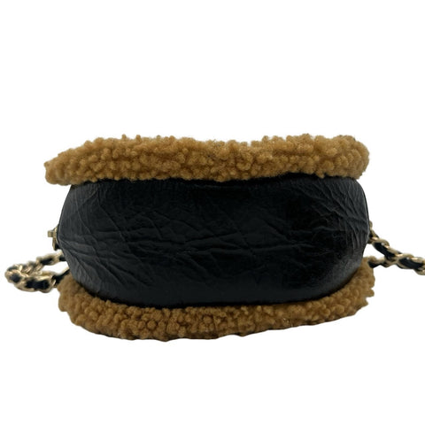 【中古】 CHANEL シャネル BOAR CHAIN SHOULDERBAG ボアチェーンショルダー ショルダーバッグ 28番台(2019年) ブラック/ブラウン ボア/レザー 中古 USED バッグ